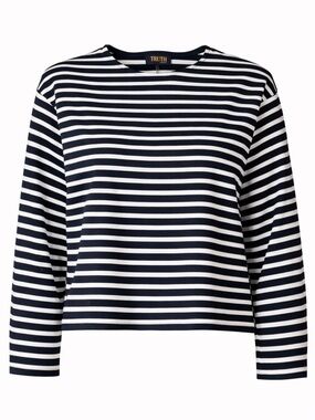 TRUTH by Republic Women Black White Stripe Top Long Sleeve Size Medium
